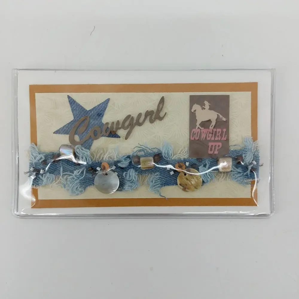 Wallet Western Cowgirl Up Handmade Wallet Wallet Denim Seashell Beads Cash
